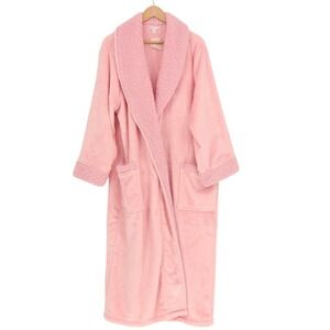 Charter Club Intimates Bathrobe Womens XL/2XL Pink Fleece Pockets Shawl Collar
